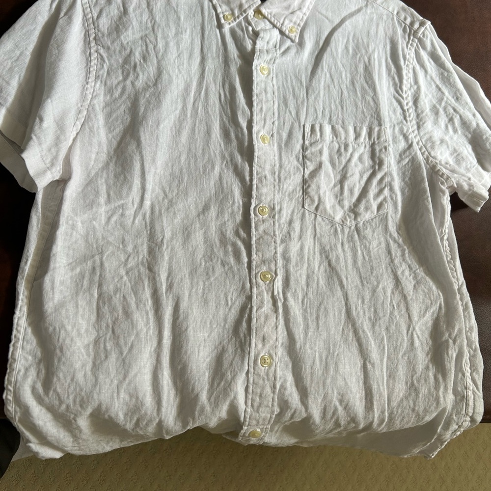 J. Crew 100% Linen White Casual Button Down Shirt